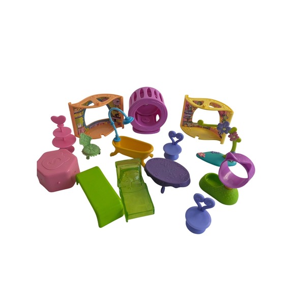 Hasbro Other - Hasbro Littlest Pet Shop LPS Furniture Accessory Lot Bathtub Wheel Chairs Tables